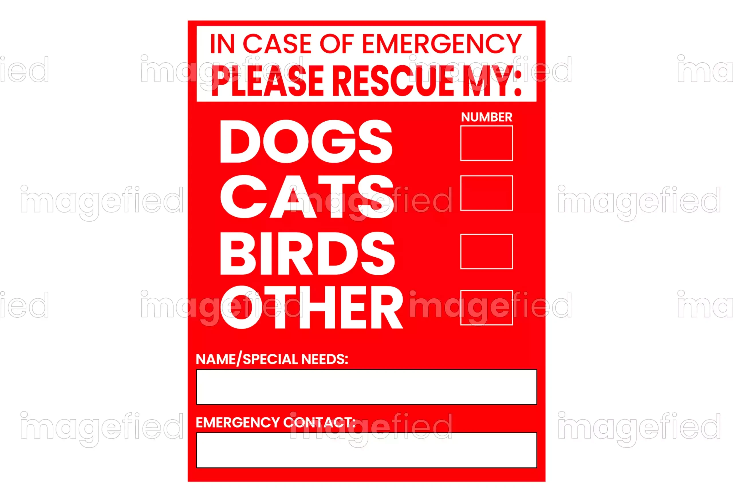 In Case Of Emergency Please Save Our Pets Printable - Imagefied with regard to Printable In Case Of Emergency Stickers