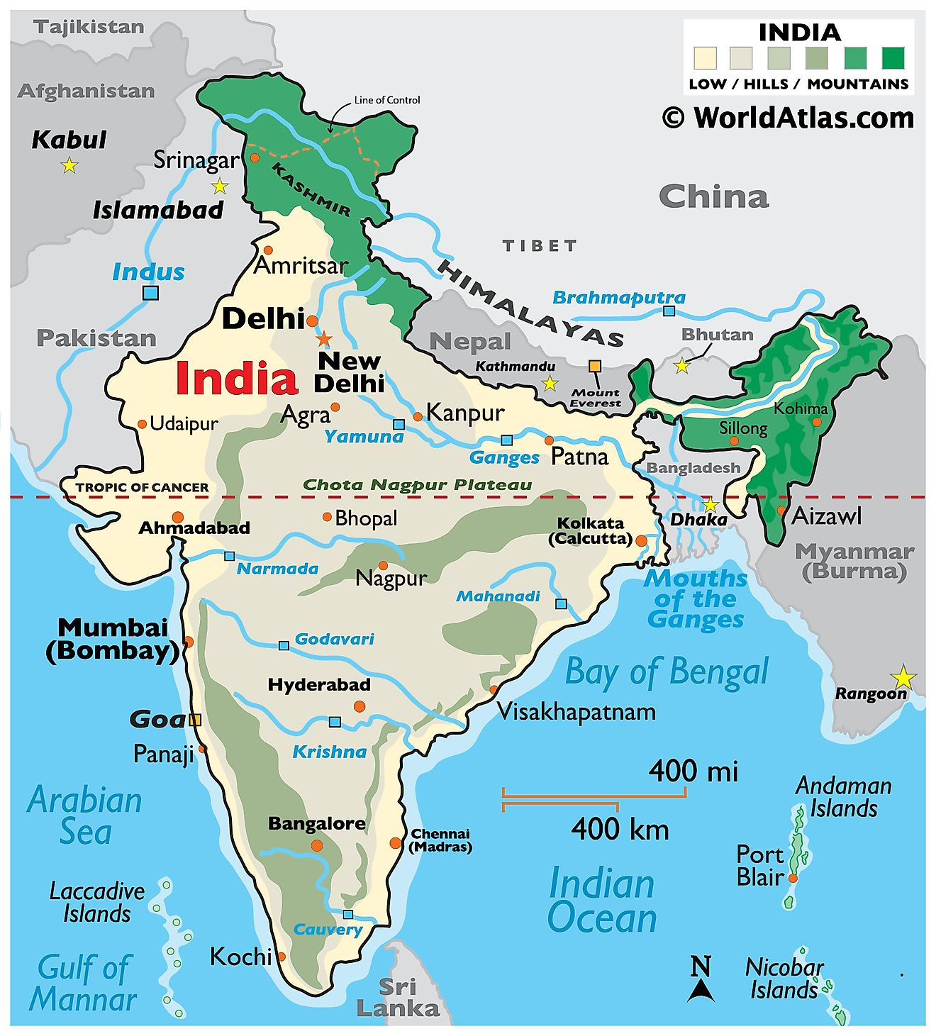 India Maps &amp;amp; Facts - World Atlas throughout Printable Map of India With Bay Sea Ocea