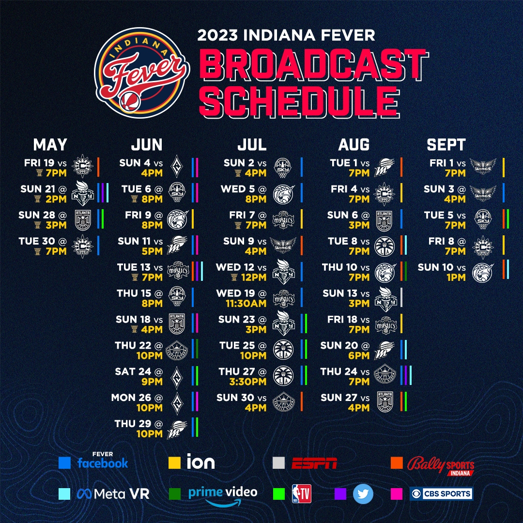 Indiana Fever Announce 2023 Broadcast Schedule regarding Indiana Fever Tv Schedule 2024 Printable