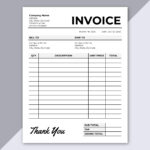 Invoice Template Printable Invoice Editable Invoice Receipt in Printable Invoices Free Template