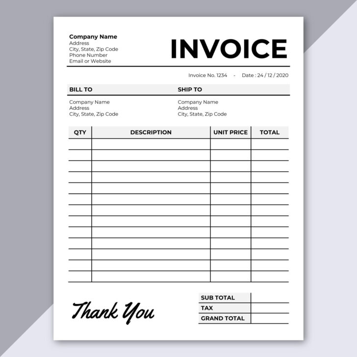 Printable Invoices Free Template