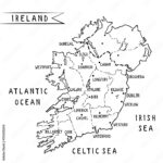 Ireland Hand Drawn Map Vector Illustration With Main Cities In Ireland Map 1901 Printable