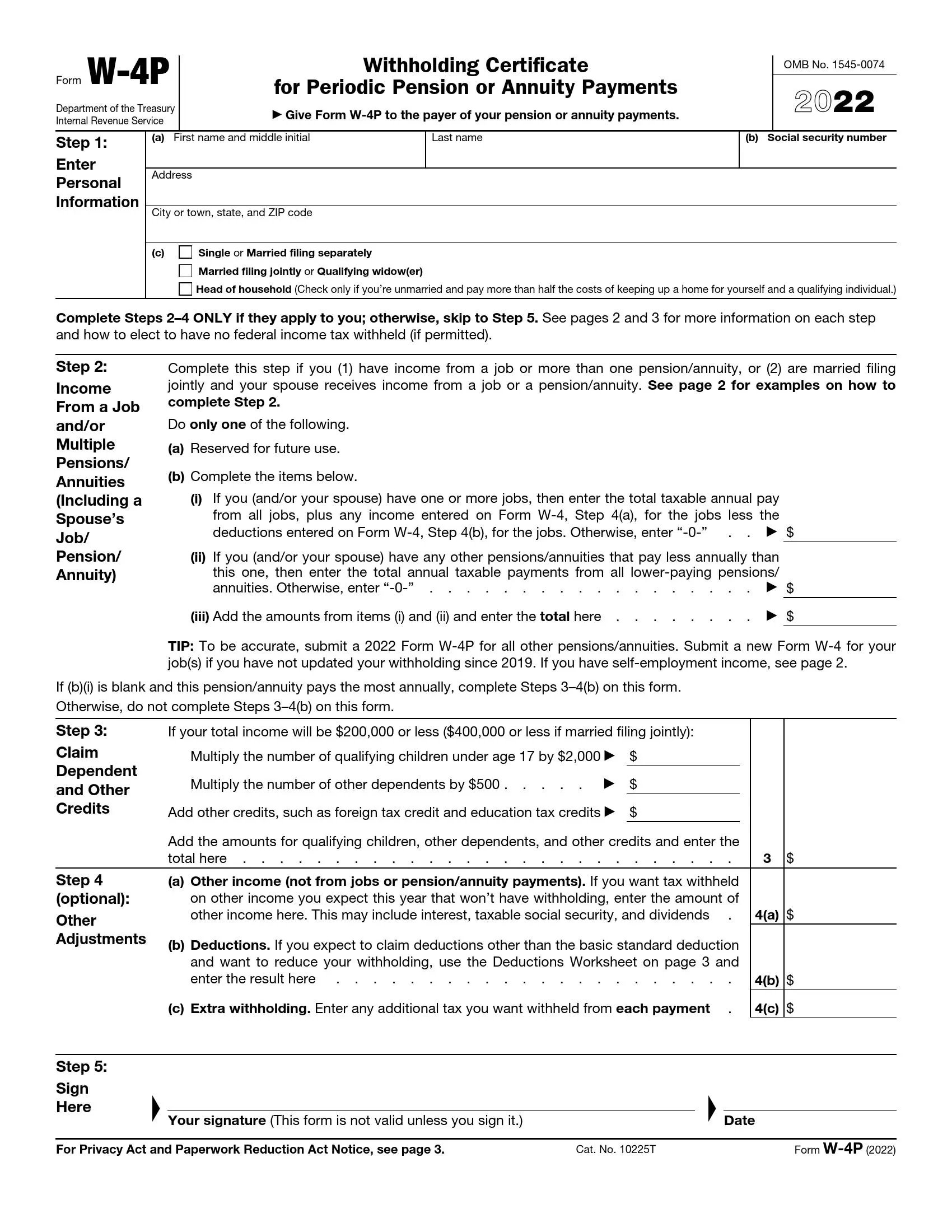 Irs Form W-4P ≡ Fill Out Printable Pdf Forms Online in Printable Form W 4P