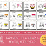 Japanese Flashcards For Month Week Year Basic Vocabulary With Throughout Japaneseenglish With Pronunciation Printable Free