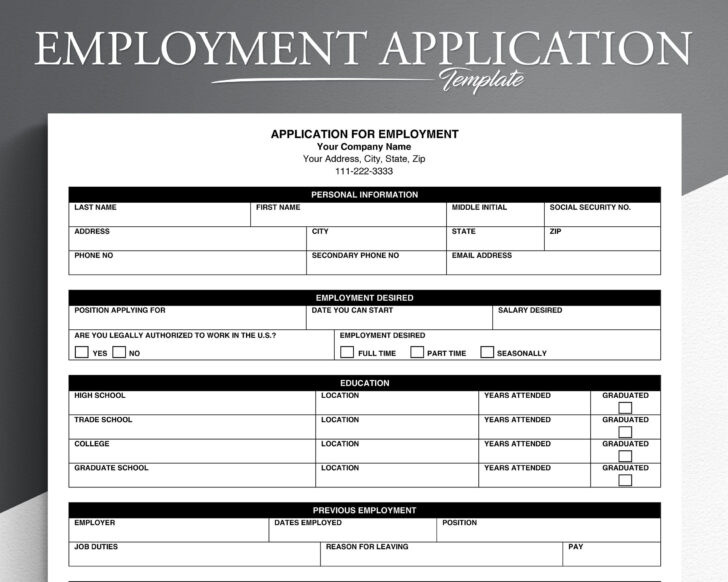 Printable Job Applications For Employers