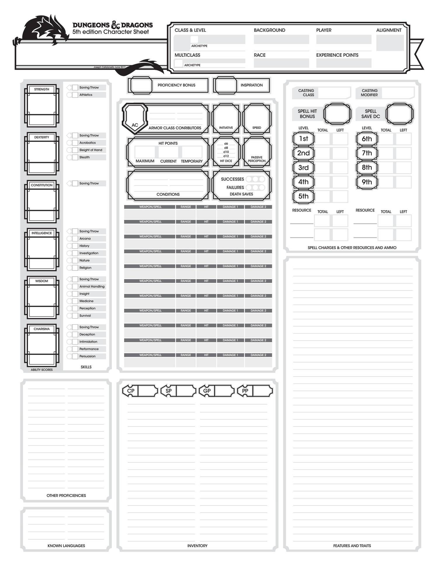 Jocat D&amp;amp;D 5E Character Sheet.pdf for Dnd Character Sheet Printable