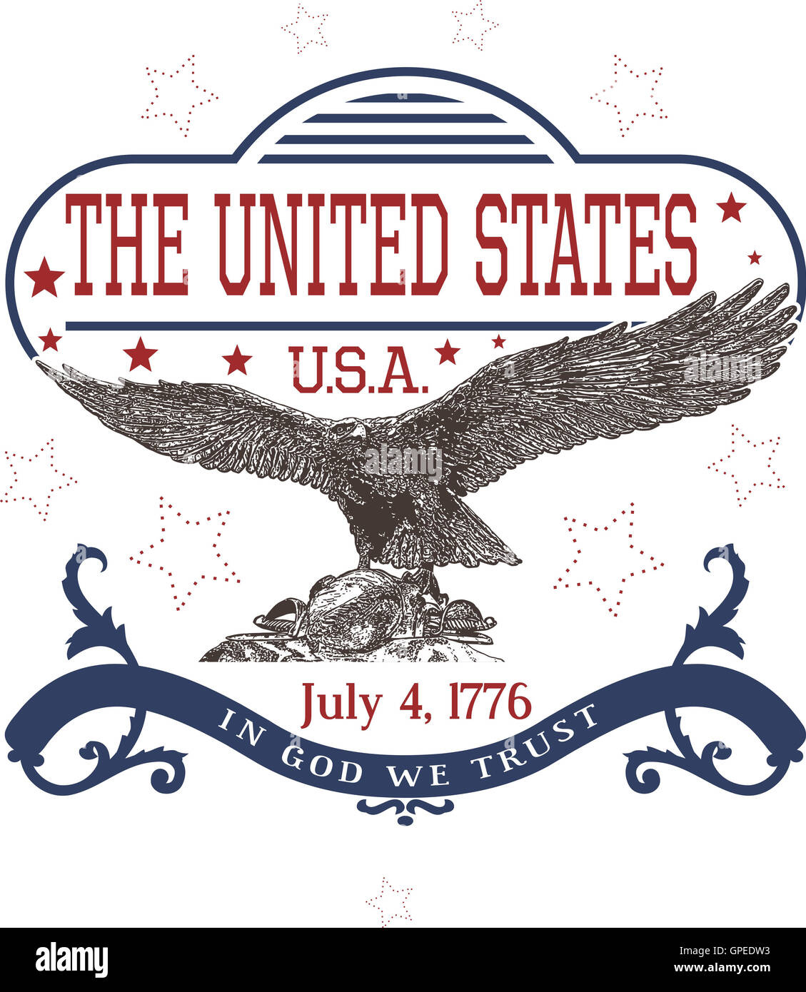 July 4Th U.s. Independence Day Template With Eagle. Vector for Printable 4Th Of July Eagle Stencils