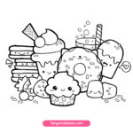 Kawaii Sweets Doodle: Free Coloring Page (Printalbe Pdf) For Free Printable Coloring Sheets