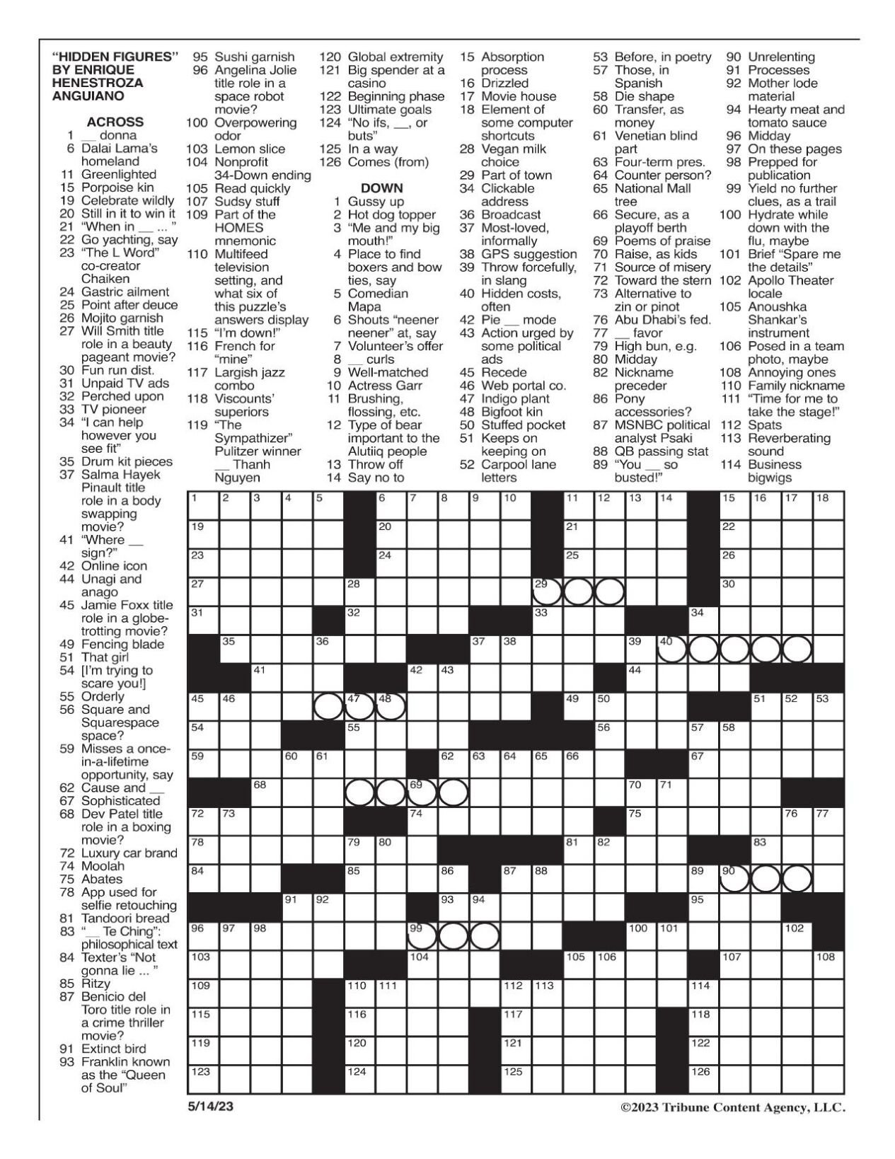 La Times Crossword: May 14, 2023 | Crosswords | Yakimaherald regarding La Times Crossword Puzzle Printable