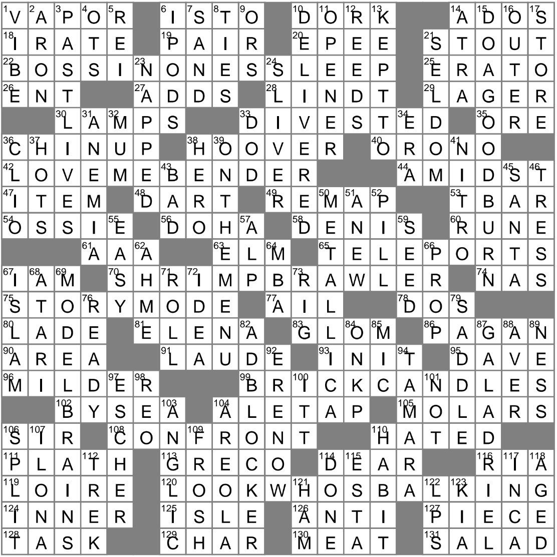 La Times Store Crossword Printable in L A Times Crossword Printable