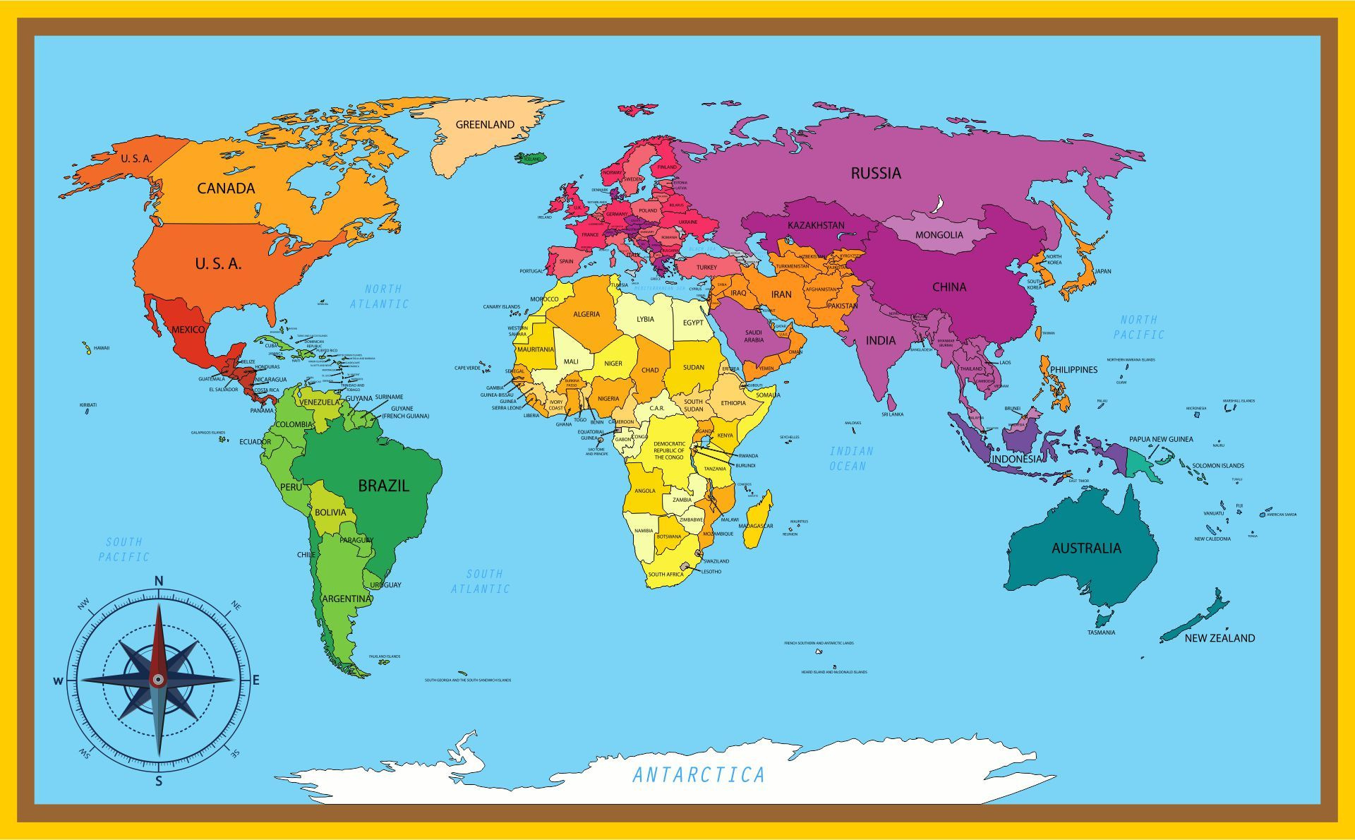 Large World Map - 10 Free Pdf Printables | Printablee for Map of the World Printable