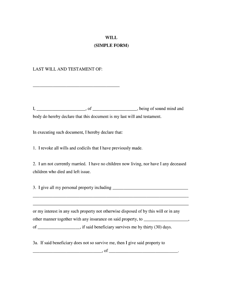 Last Will And Testament - Fill Online, Printable, Fillable, Blank pertaining to Free Printable Wills Forms