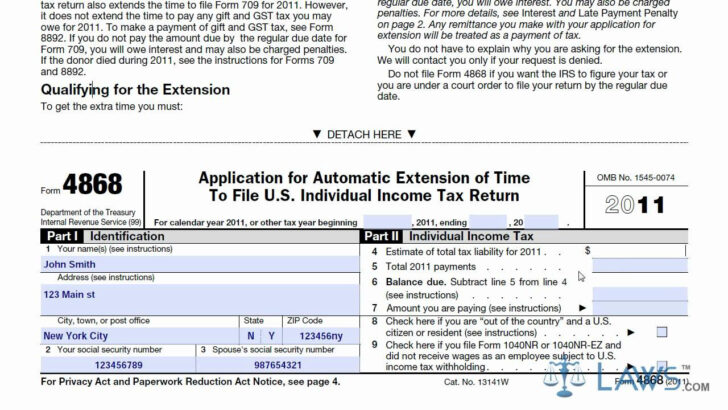 Printable Irs Form 4868