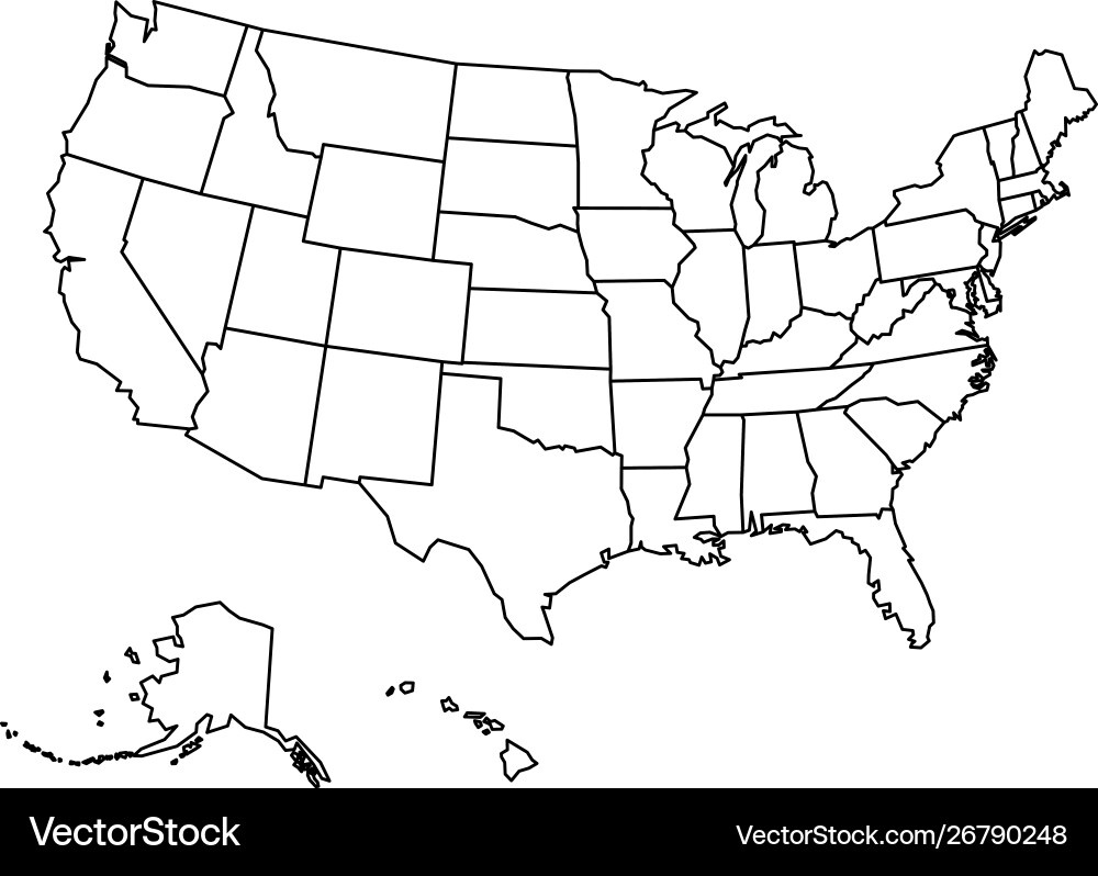 Leere Umrisskarte Vereinte Staaten America Vektorbild within United States of America Blank Printable Map