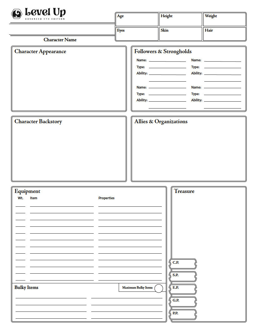 Let&amp;#039;S Look At The Level Up Character Sheet — Level Up: Advanced within Printable Dnd Character Sheet