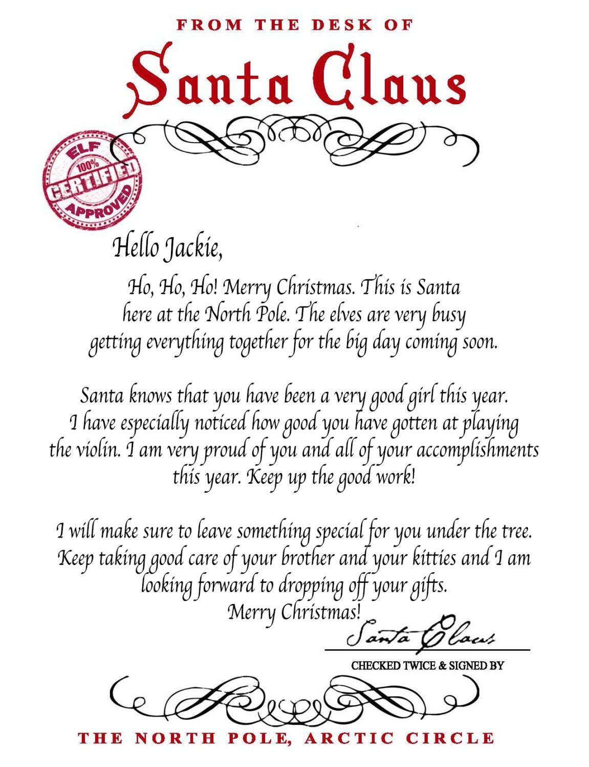 Letter From Santa Santa Claus Instant Download Printable Pdf With within Printable Letter From Santa