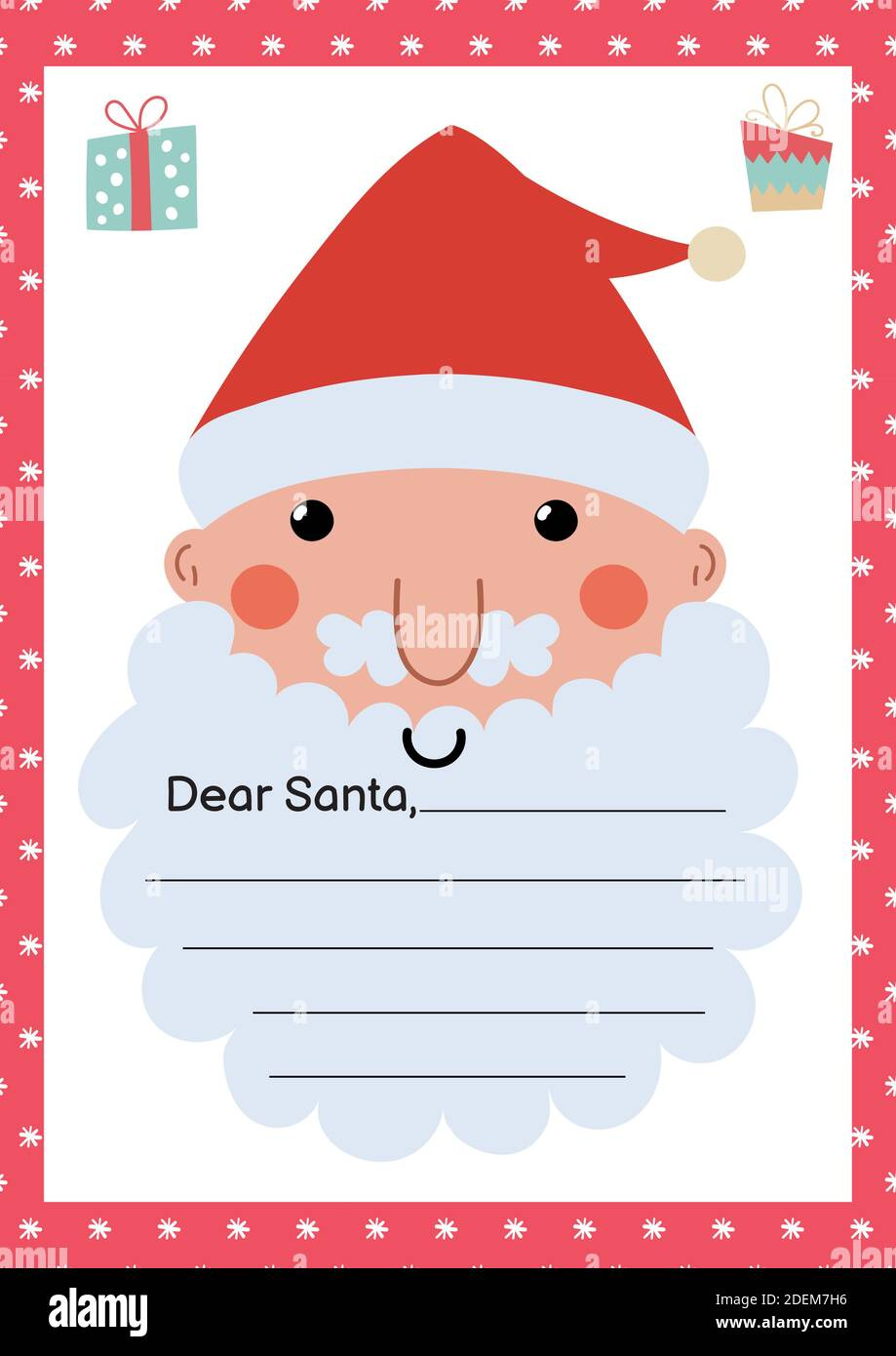 Letter To Santa Claus A4 Template With Cute Christmas Character inside Printable Wish ListSanta Claus