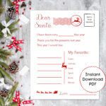 Letter To Santa Printable/ Christmas List/ Wishlist/ Santa Letter Pertaining To Printable Wish Listsanta Claus