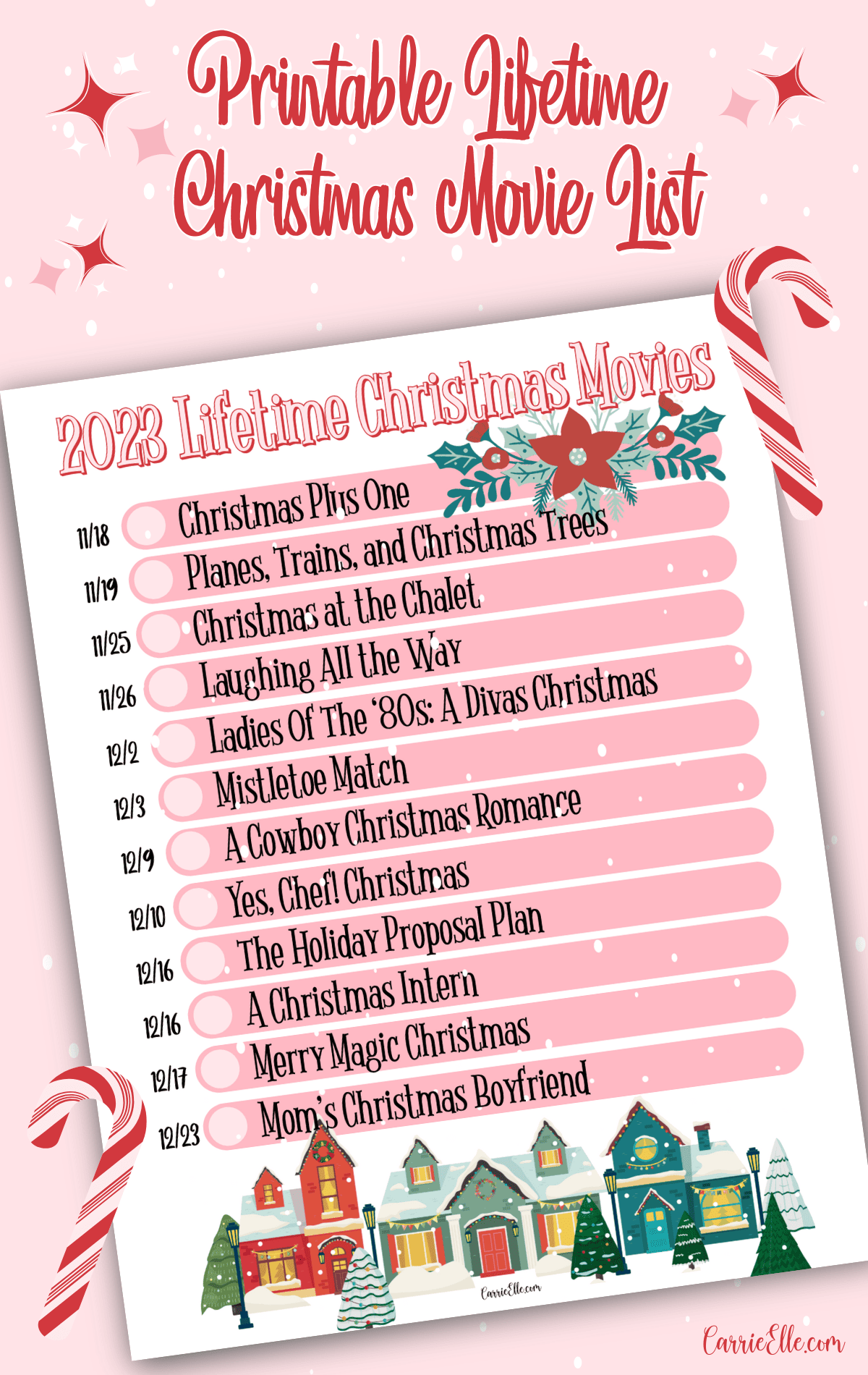 Lifetime Christmas Movies 2023 Printable List - Carrie Elle with regard to Lifetime Christmas Movies 2024 Printable List