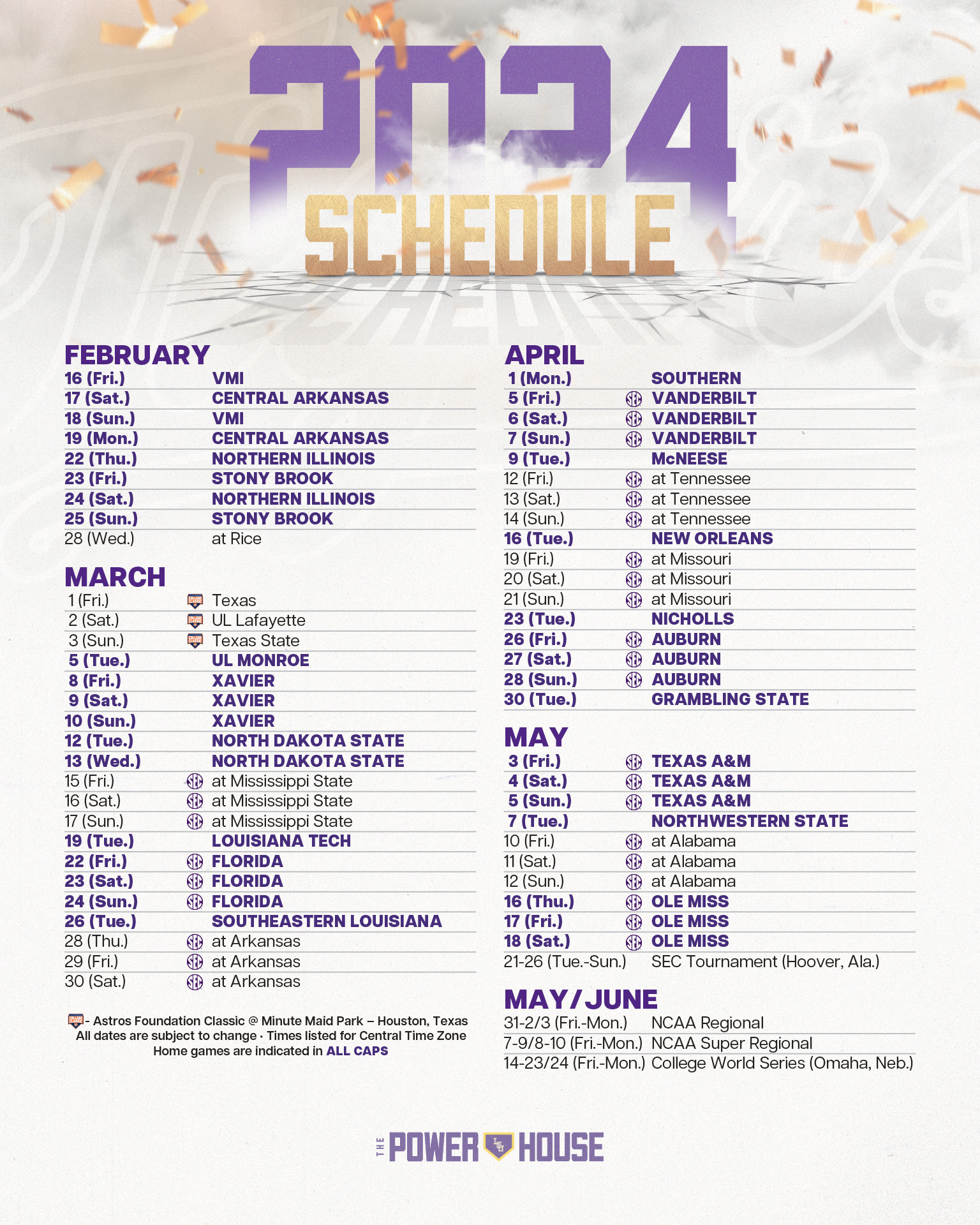 Lsu Baseball Announces Schedule For Upcoming Season - See Line Up Here in Lsu Baseball Schedule 2024 Printable