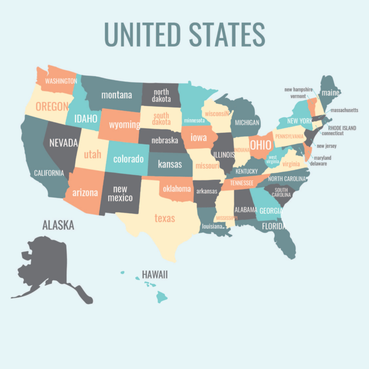 Free Printable Map of USA States