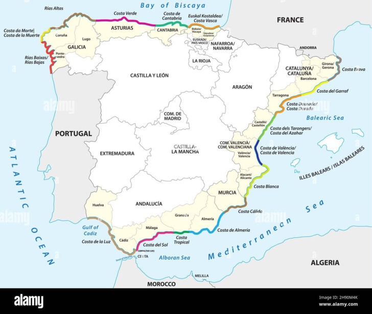 Printable Outline Map Spain Portugal