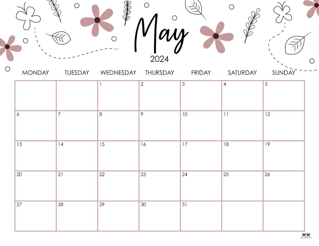 May 2024 Calendars - 50 Free Printables | Printabulls in Printable Calandar May 2024