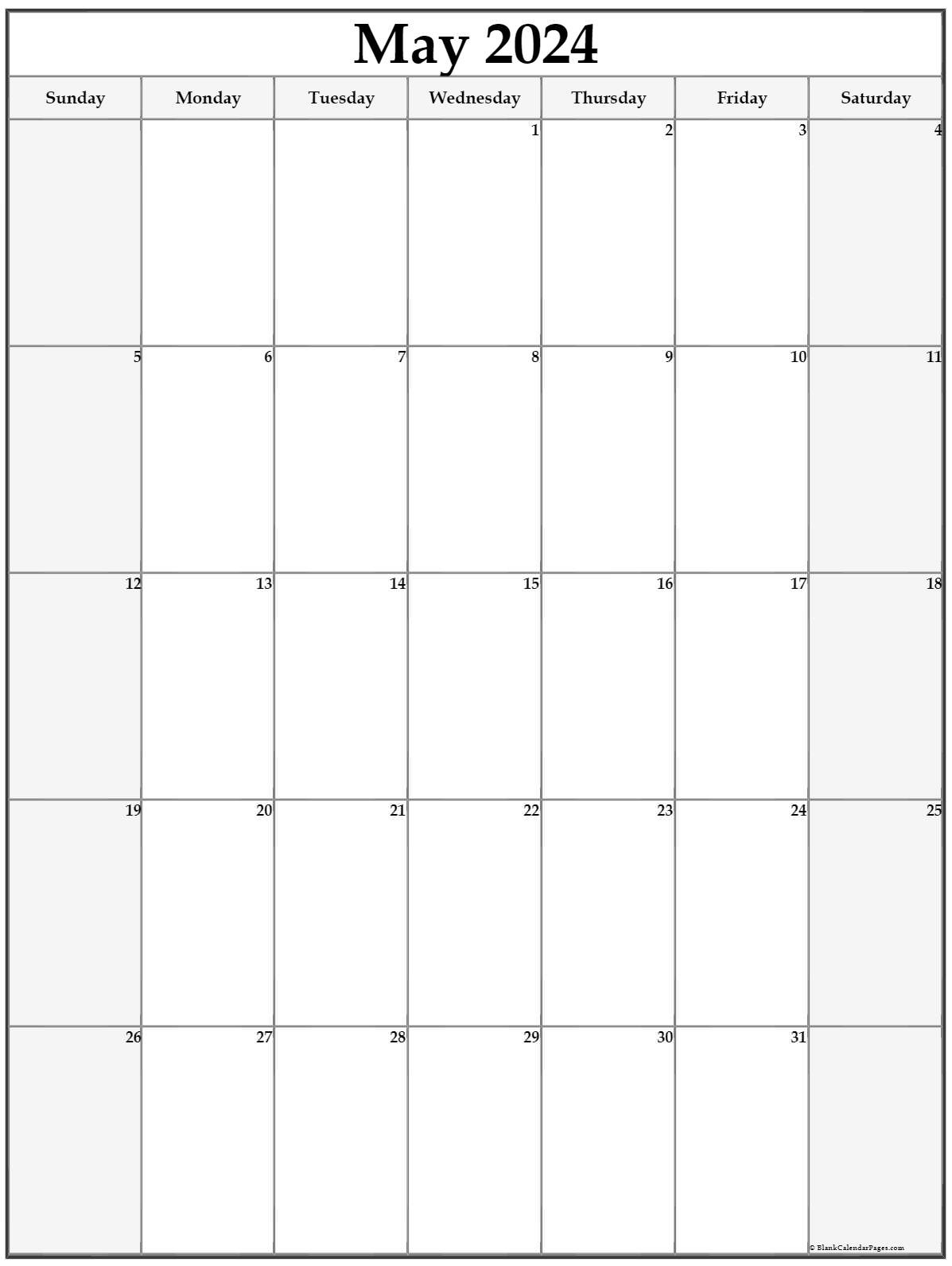 May 2024 Vertical Calendar | Portrait within Printable Calandar May 2024