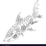 Mechanical Shark Coloring Book Royalty Free Vector Image Regarding Free Printable Shark Robot