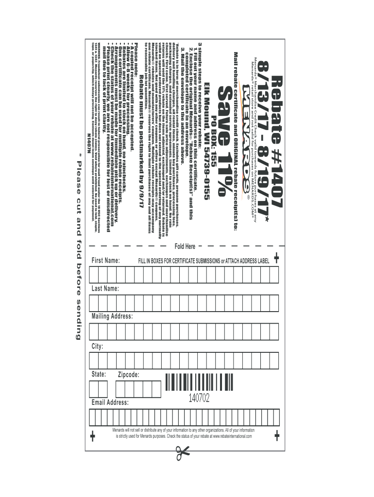 Menards Rebate Form Printable - Fill Online, Printable, Fillable regarding Menards Rebate Form Printable