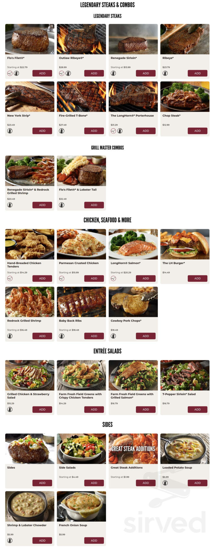 Printable Longhorn Lunch Menu With Prices