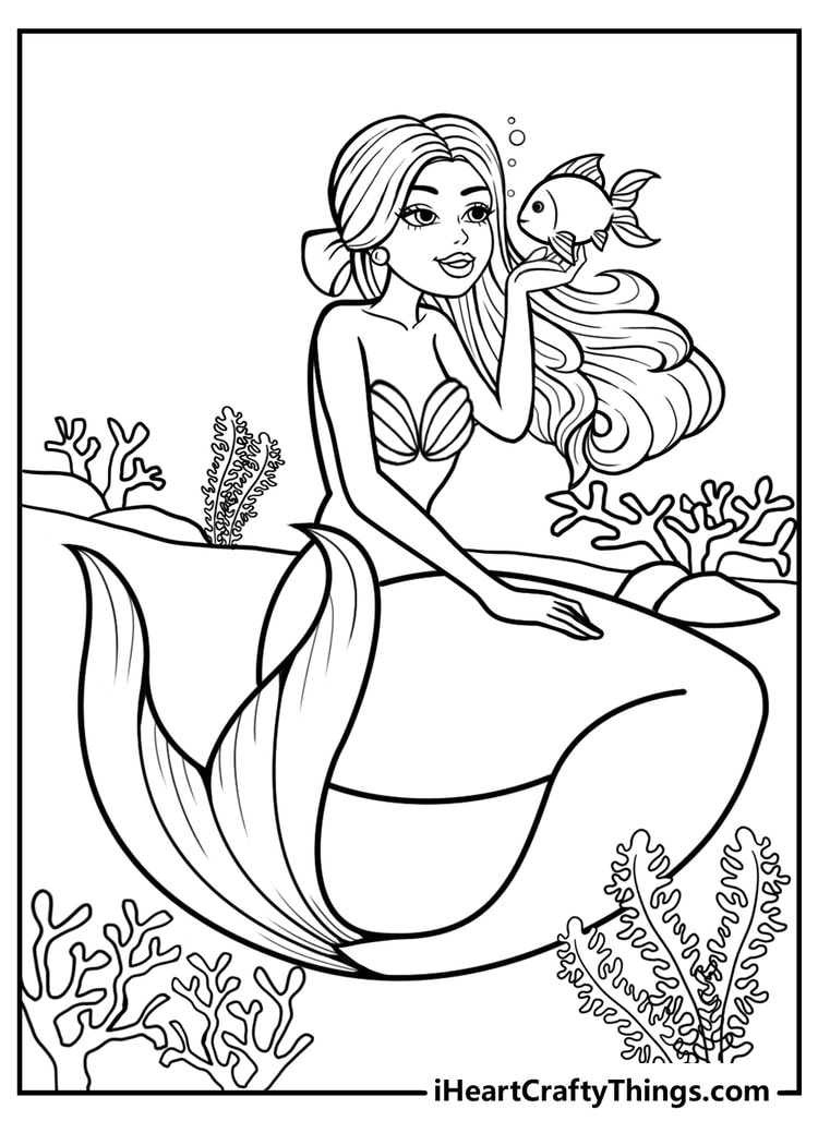 Mermaid Coloring Pages (100% Free Printables) intended for Mermaid Coloring Sheets Printable