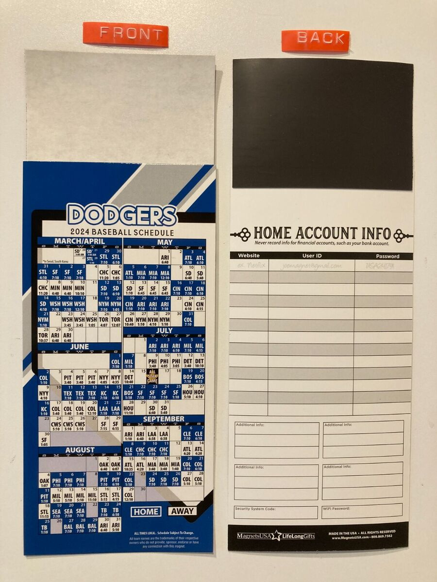 Mlb La Dodgers 2024 Magnet Schedule (9&amp;quot; X 3 1/2&amp;quot;) Teams, Dates pertaining to Dodgers Schedule 2024 Printable