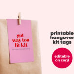 Modern Colorful Editable, Printable Hangover Kit Tags For With Bachelorette Survival Bachelorette Hangover Kit Printable