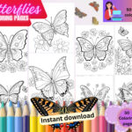 Monarch Butterfly Coloring Page – Etsy intended for Printable Butterfly PicturesColor