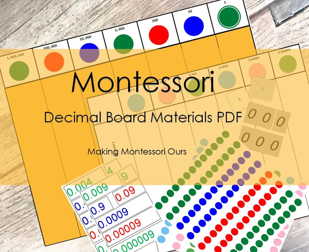 Montessori Decimal Board Package Pdf - Etsy for Free Printable Decima Numbers Montessori For Board Game