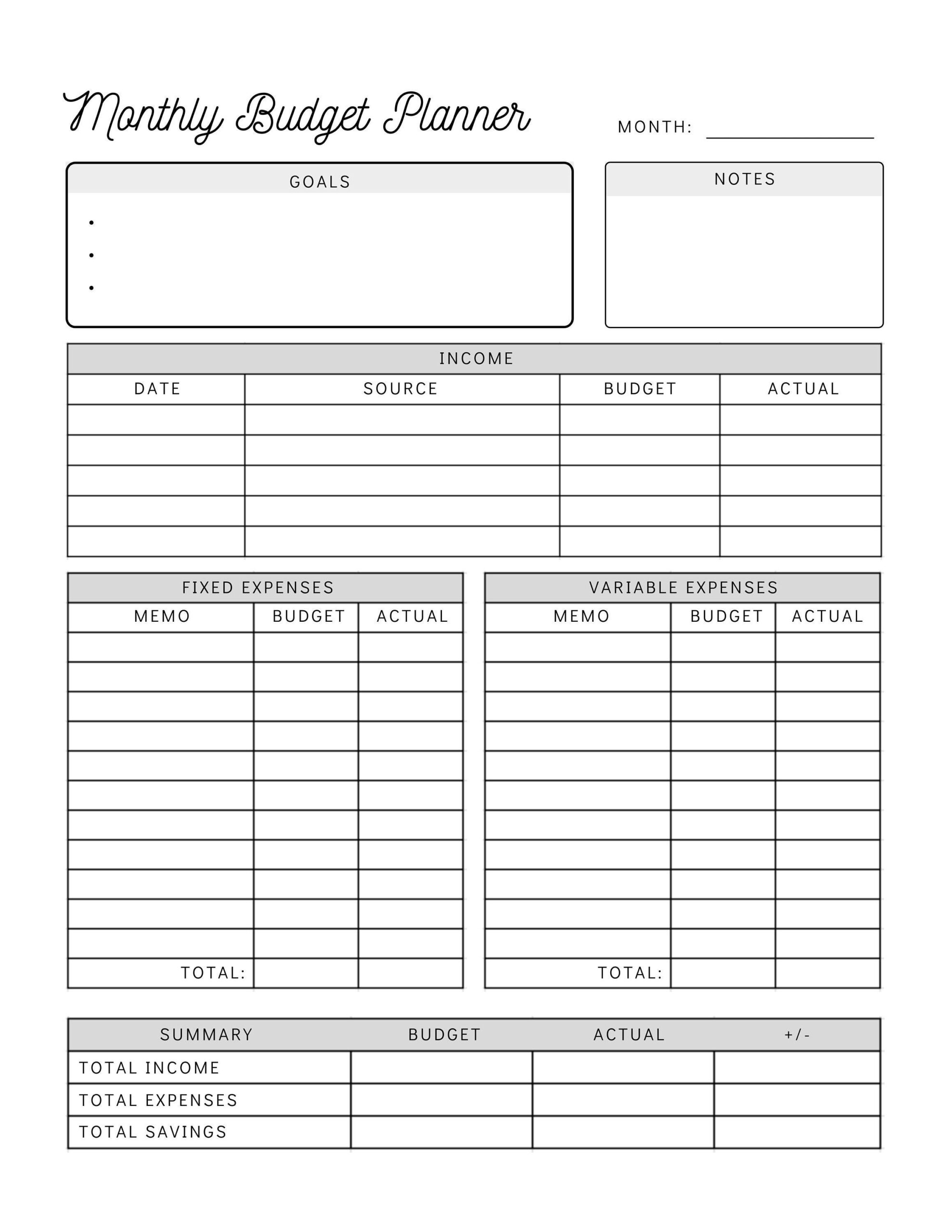 Monthly Budget Planner Printable | Simple Budget Worksheet| Personal Budget Template | Instant Download in Monthly Budget Worksheet Printable