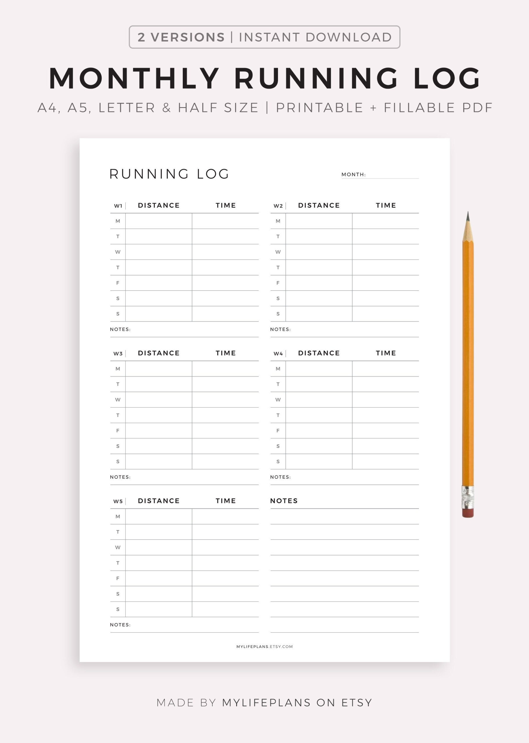 Monthly Running Log Printable Template, Running Journal, Cardio throughout Running Tracker Printable Marathon