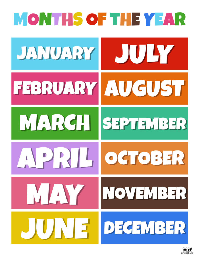 Months Of The Year Worksheets &amp;amp; Printables | Printabulls throughout Months of the Year Printables