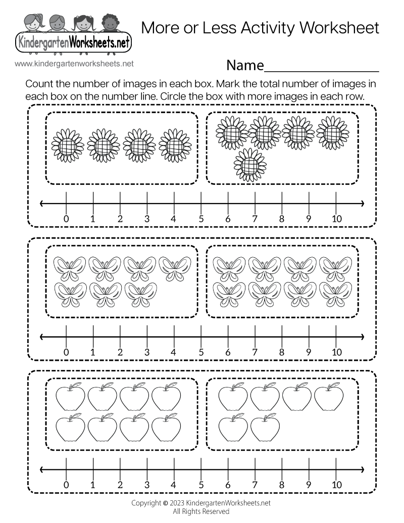 More Or Less Activity Worksheet - Free Printable, Digital, &amp;amp; Pdf with Free Printable Activities For Kindergarten