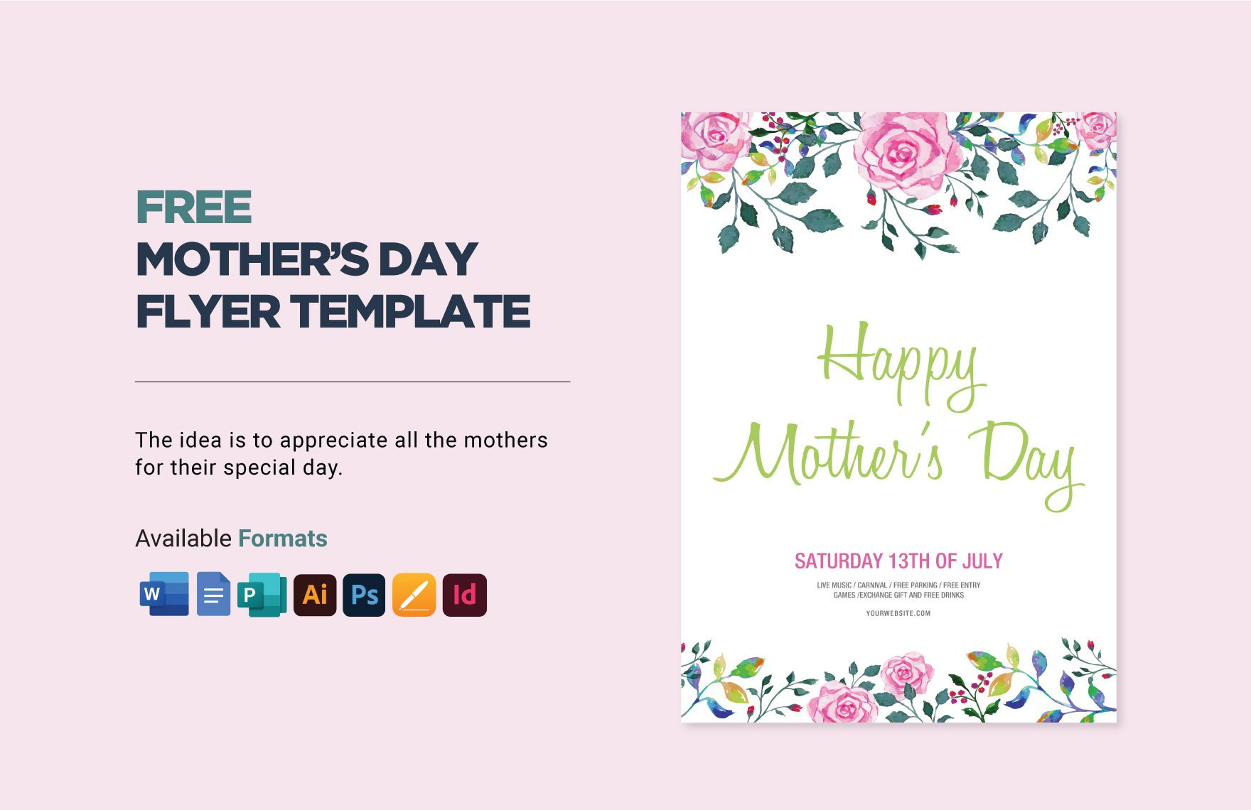 Mother&amp;#039;S Day Flyer Template In Publisher, Word, Illustrator inside Mother&amp;#039;S Day Flyer Design Printable