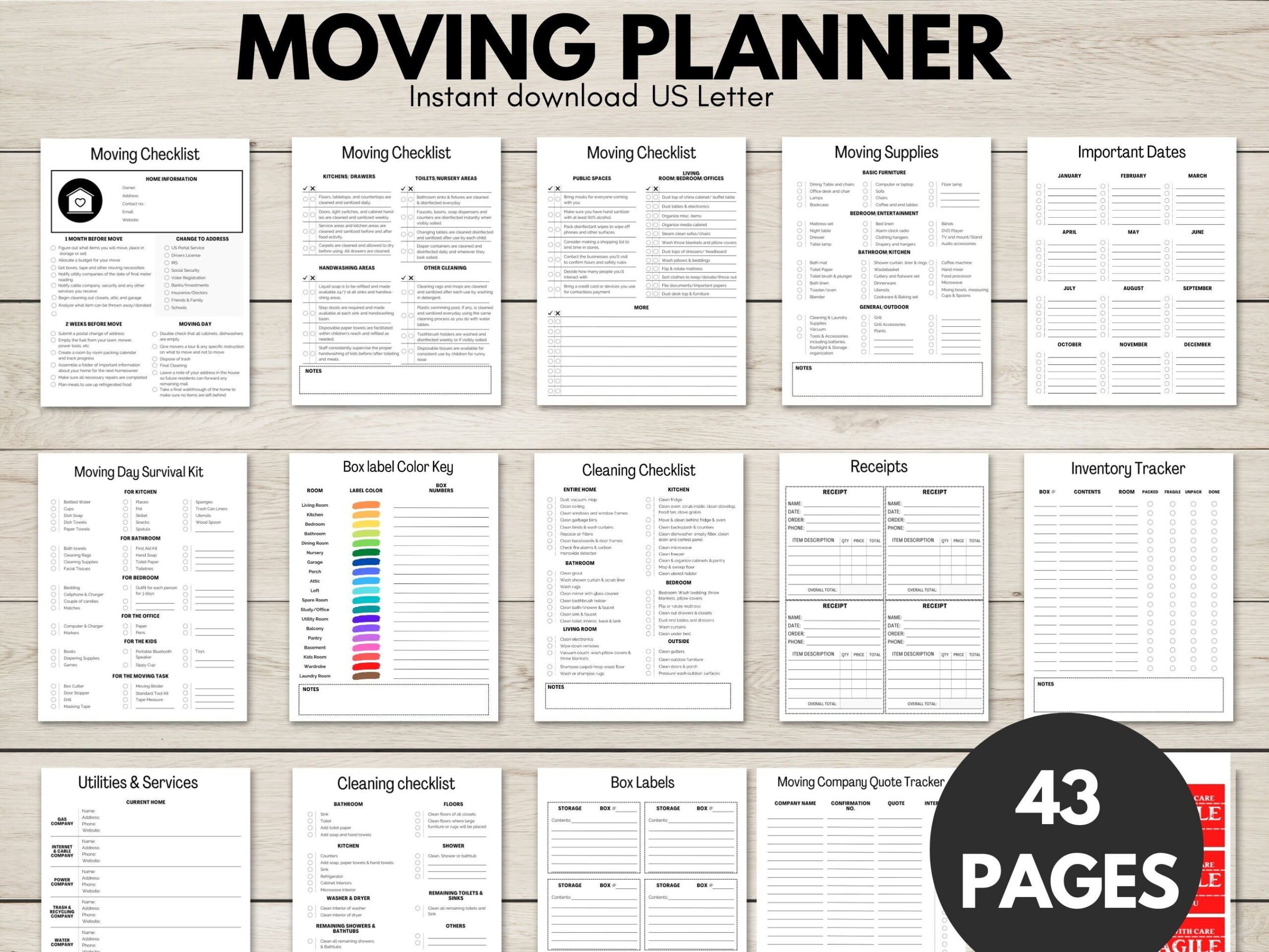 Moving Checklist Printable, Moving Planner, Relocation Planner with regard to Printable Movingdo List