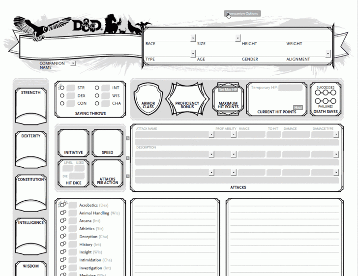 Printable Dnd Character Sheet