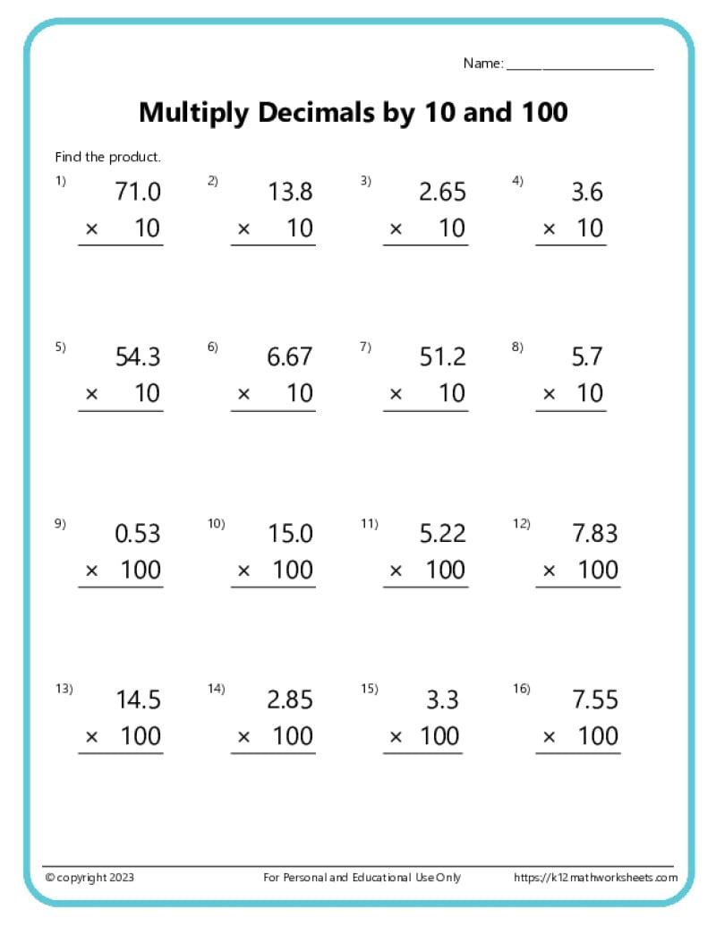 Multiplication Worksheets - K12 Math Worksheets regarding K-12 Free Printable Worksheets