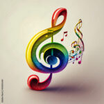 Music Graphite Poster, Treble Clef And Notes. Background Throughout Treble Clef Colorful Printable