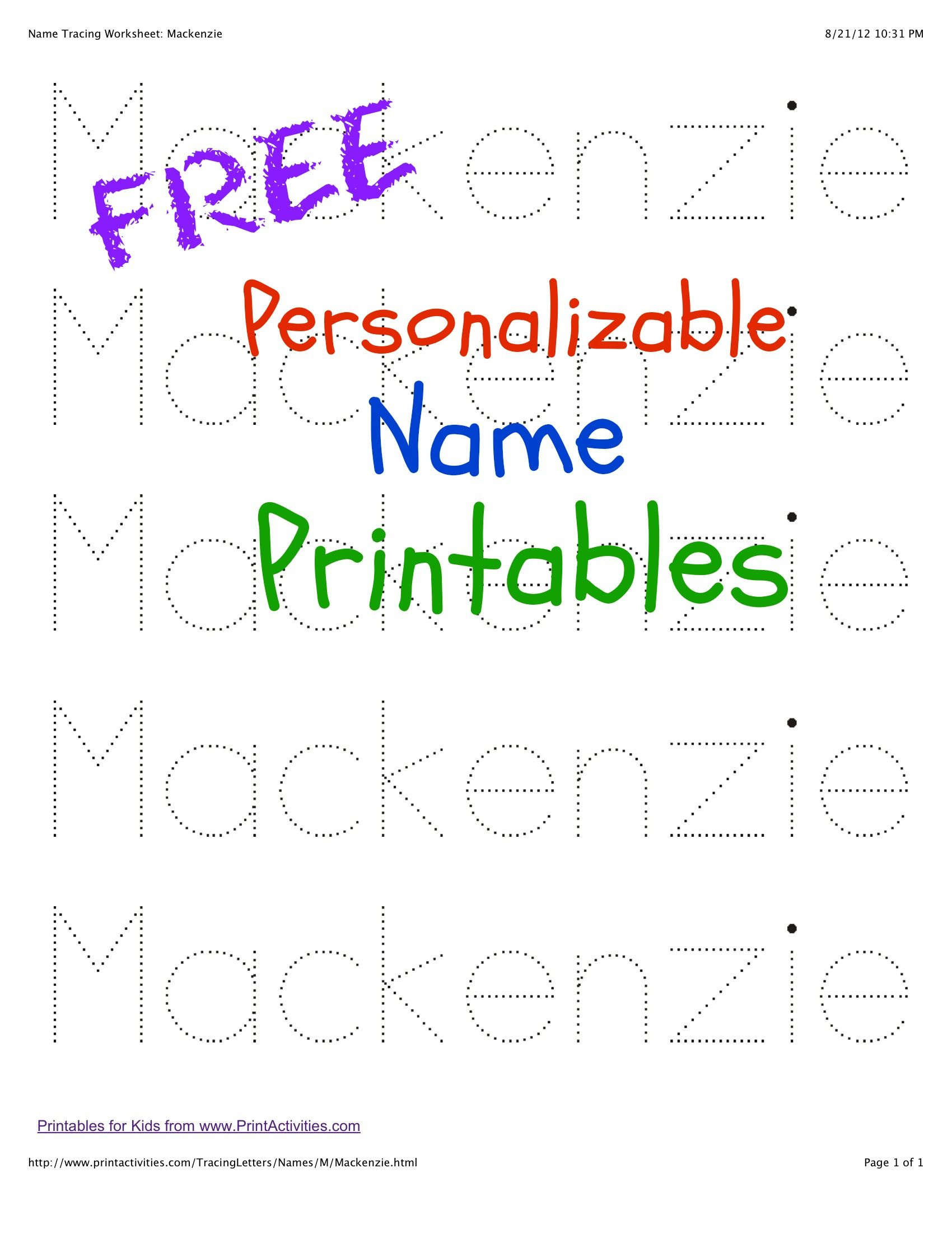 My Name Tracing Worksheets - 10 Free Pdf Printables | Printablee for Free Printable Name Tracing