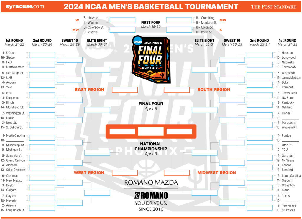 2024 NCAA Printable Bracket | FREE Printables