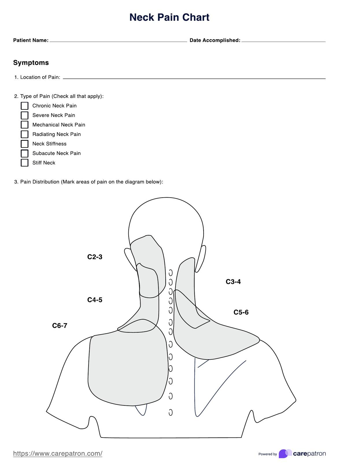 Neck Pain Chart &amp;amp; Example | Free Pdf Download for Printable Arthritis In Neck Treatment Exercises