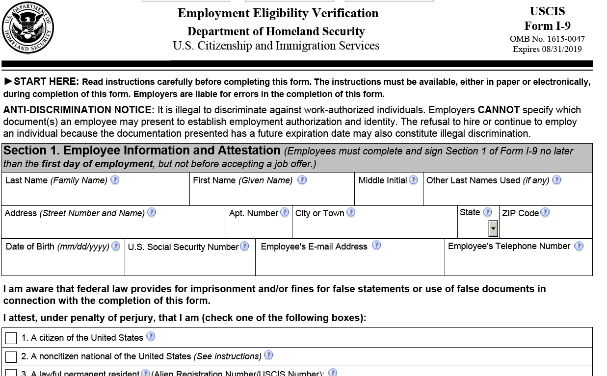 New I-9 Form Released, Required After Jan. 22, 2017 - Cpa Practice for Printable I-9 Form