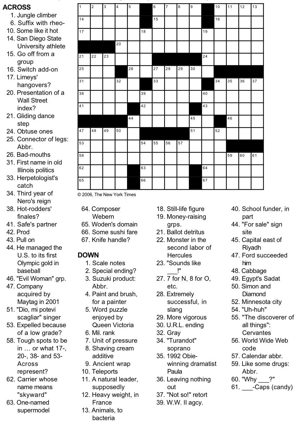 New York Times Crossword Puzzlegeorge Barany And Michael Shteyman for New York Times Crossword Puzzle Printable